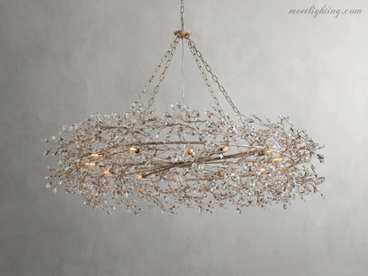Round Multi-Light Statement Chandelier 39-60 in 6-12 Sockets Metal Crown for Dining Room Foyer Entryway Living Room