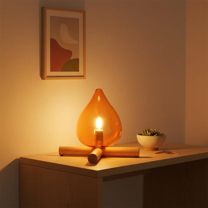 Handcrafted Orb Desk Lamp with Adjustable Color Settings – Wood & Glass Bedside Light for Cozy Home Office Reading Nook Nightstand – 12 Inch