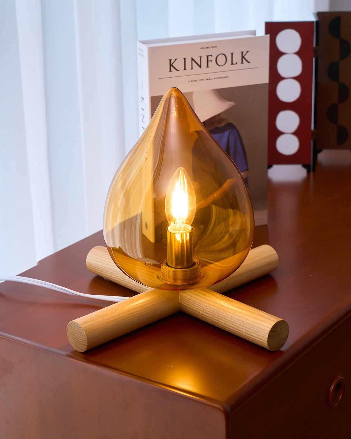 Handcrafted Orb Desk Lamp with Adjustable Color Settings – Wood & Glass Bedside Light for Cozy Home Office Reading Nook Nightstand – 12 Inch