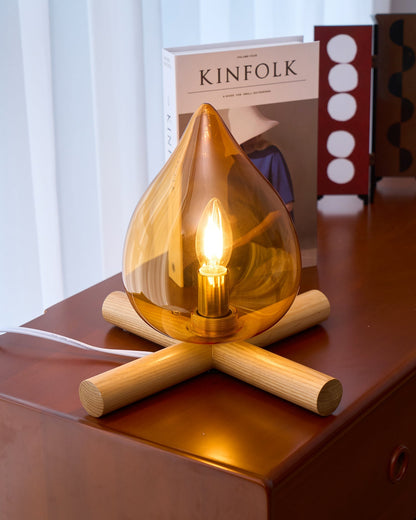 Handcrafted Orb Desk Lamp with Adjustable Color Settings – Wood & Glass Bedside Light for Cozy Home Office Reading Nook Nightstand – 12 Inch