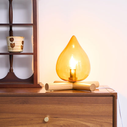 Handcrafted Orb Desk Lamp with Adjustable Color Settings – Wood & Glass Bedside Light for Cozy Home Office Reading Nook Nightstand – 12 Inch