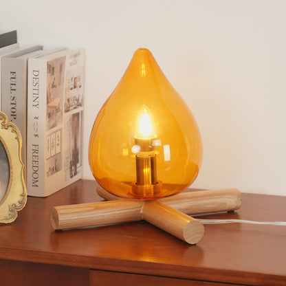Handcrafted Orb Desk Lamp with Adjustable Color Settings – Wood & Glass Bedside Light for Cozy Home Office Reading Nook Nightstand – 12 Inch