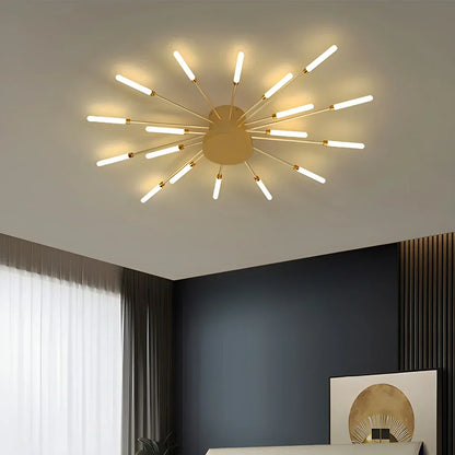 Luminaire plafonnier en métal à bras multiples avec télécommande, intensité réglable, 20 à 42 ampoules, pour espaces ouverts, salons et salles à manger contemporains