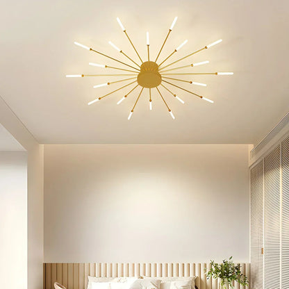 Luminaire plafonnier en métal à bras multiples avec télécommande, intensité réglable, 20 à 42 ampoules, pour espaces ouverts, salons et salles à manger contemporains
