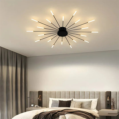 Luminaire plafonnier en métal à bras multiples avec télécommande, intensité réglable, 20 à 42 ampoules, pour espaces ouverts, salons et salles à manger contemporains