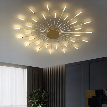 Luminaire plafonnier en métal à bras multiples avec télécommande, intensité réglable, 20 à 42 ampoules, pour espaces ouverts, salons et salles à manger contemporains