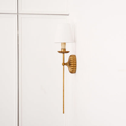 Indoor Sconce Antique Gold Metal with Cloth Shade 15W E12 E14 Base for Bedside Reading Nook Corridor Accent Hardwired 110-120V Residential F