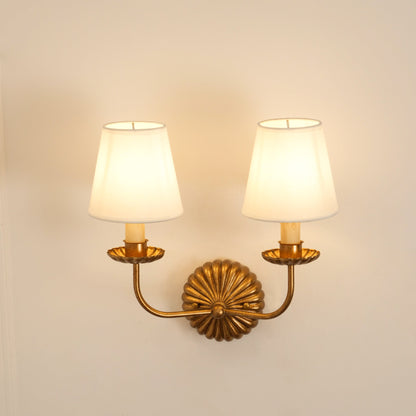 Indoor Sconce Antique Gold Metal with Cloth Shade 15W E12 E14 Base for Bedside Reading Nook Corridor Accent Hardwired 110-120V Residential F