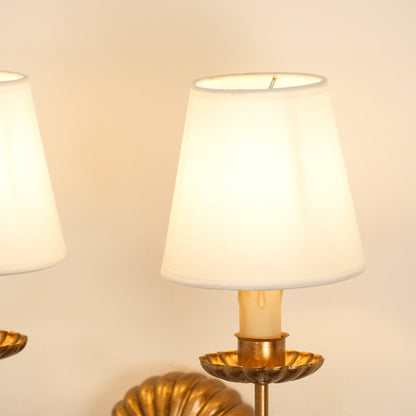 Indoor Sconce Antique Gold Metal with Cloth Shade 15W E12 E14 Base for Bedside Reading Nook Corridor Accent Hardwired 110-120V Residential F