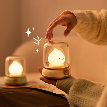 Vintage-Style Flame LED Accent Lamp 4 in Adjustable Brightness USB Rechargeable Bedroom Nightstand Reading Desk Decor