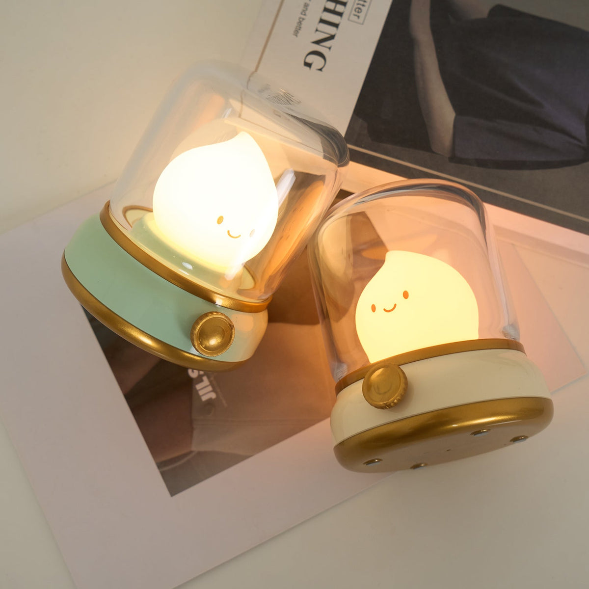 Vintage-Style Flame LED Accent Lamp 4 in Adjustable Brightness USB Rechargeable Bedroom Nightstand Reading Desk Decor