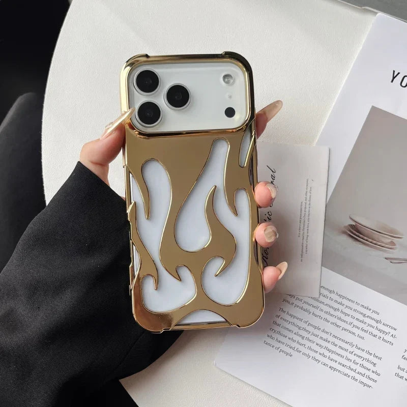 Flame-Patterned Vented iPhone Case with Shock Absorption and Heat Dissipation for iPhone 13, 14, 15, 16, 17, Air, Pro, Pro Max Models