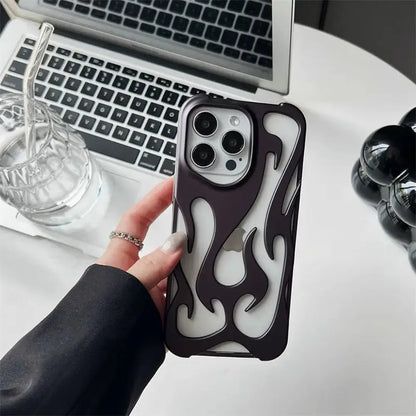 Flame-Patterned Vented iPhone Case with Shock Absorption and Heat Dissipation for iPhone 13, 14, 15, 16, 17, Air, Pro, Pro Max Models