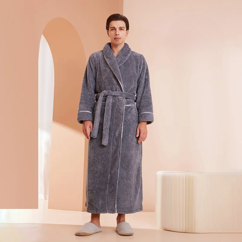 Ortekor Flannel Winter Bathrobe | Men's Robe with Adjustable Sash | Cozy Comfort for Cold Days