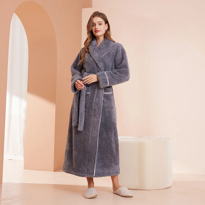 Ortekor Flannel Winter Bathrobe | Men's Robe with Adjustable Sash | Cozy Comfort for Cold Days