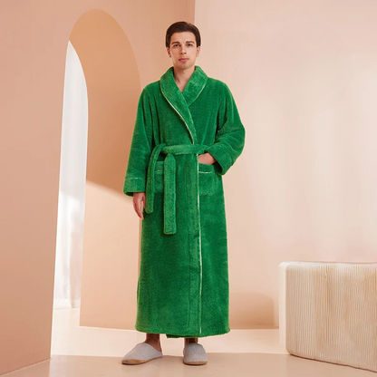 Ortekor Flannel Winter Bathrobe | Men's Robe with Adjustable Sash | Cozy Comfort for Cold Days