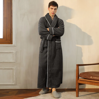 Ortekor Flannel Winter Bathrobe | Men's Robe with Adjustable Sash | Cozy Comfort for Cold Days