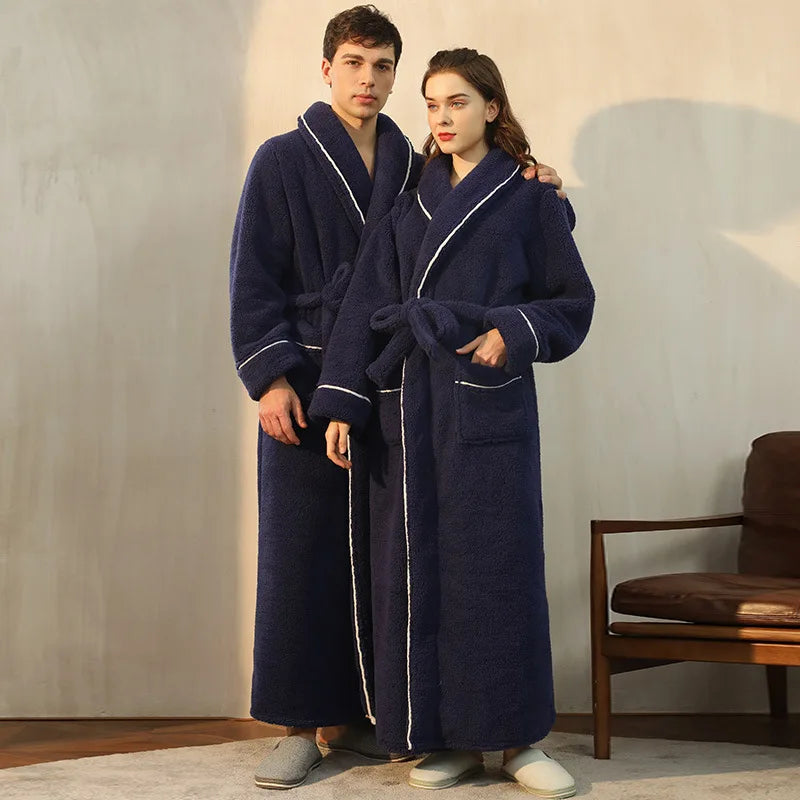 Ortekor Flannel Winter Bathrobe | Men's Robe with Adjustable Sash | Cozy Comfort for Cold Days