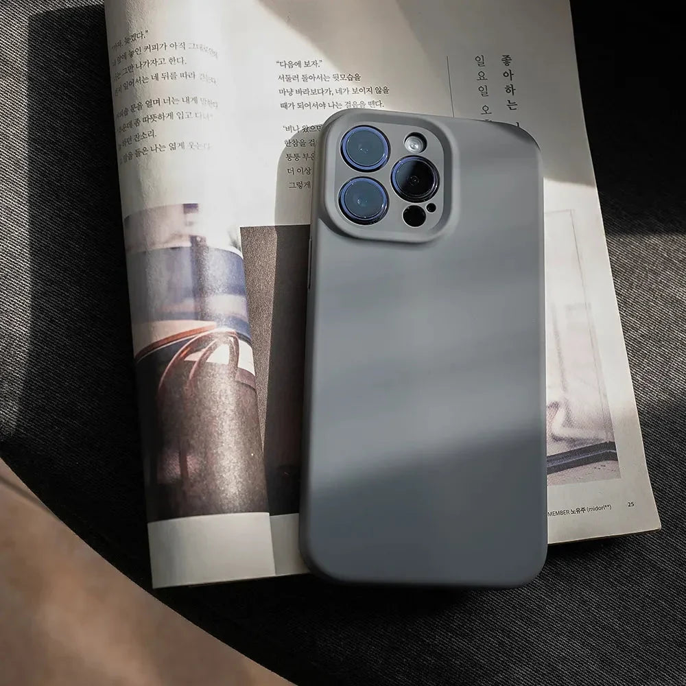 Silicone iPhone Case with Camera & Screen Protection for 14-17, Air, Pro, Max