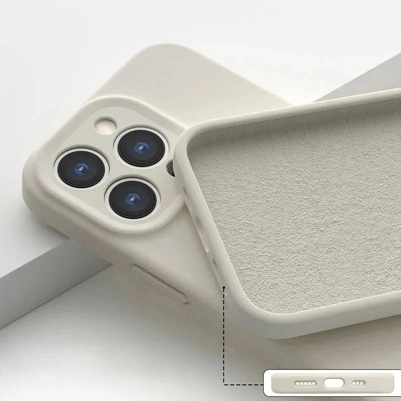 Silicone iPhone Case with Camera & Screen Protection for 14-17, Air, Pro, Max