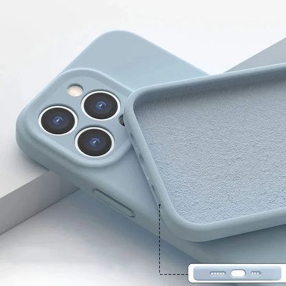 Silicone iPhone Case with Camera & Screen Protection for 14-17, Air, Pro, Max
