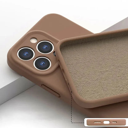 Silicone iPhone Case with Camera & Screen Protection for 14-17, Air, Pro, Max
