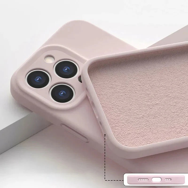 Silicone iPhone Case with Camera & Screen Protection for 14-17, Air, Pro, Max