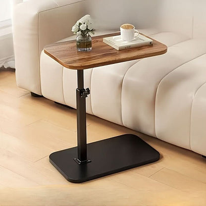 Adjustable Side Table with Height Control for Sofa & Bedside Use in Wood & Metal Frame