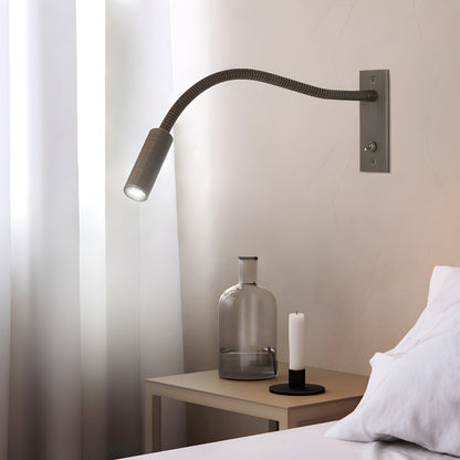 Adjustable LED Reading Light Wall Mount Black Metal Gooseneck Arm Sconce for Bedroom Nightstand Study Desk Task Lighting Modern Minimalist S
