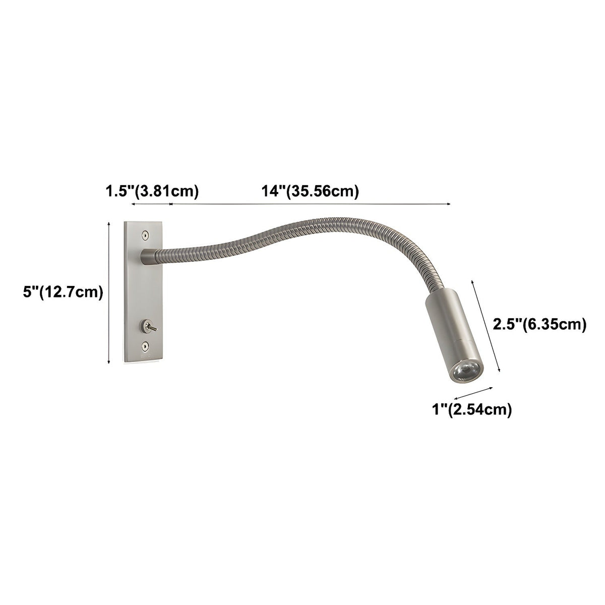 Adjustable LED Reading Light Wall Mount Black Metal Gooseneck Arm Sconce for Bedroom Nightstand Study Desk Task Lighting Modern Minimalist S