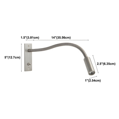 Adjustable LED Reading Light Wall Mount Black Metal Gooseneck Arm Sconce for Bedroom Nightstand Study Desk Task Lighting Modern Minimalist S