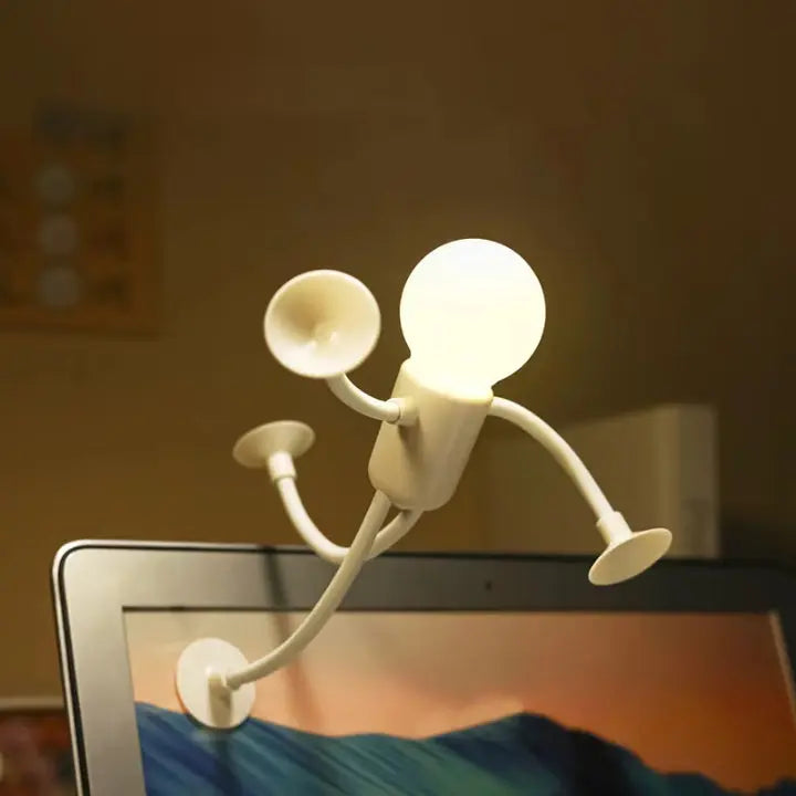 Posable LED Nightstand Light with Bendable Limbs – USB Rechargeable Warm Glow Accent Lamp for Bedroom, Kids Room & Living Room Shelf Decor
