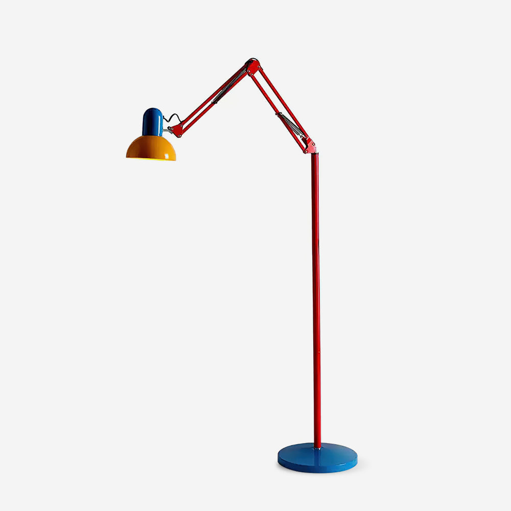 Articulated Task Lamp Standing Light 74 Inches Tall Posable Metal Reading Lamp Blue Red Yellow Colorful Modern Accent for Living Room Office