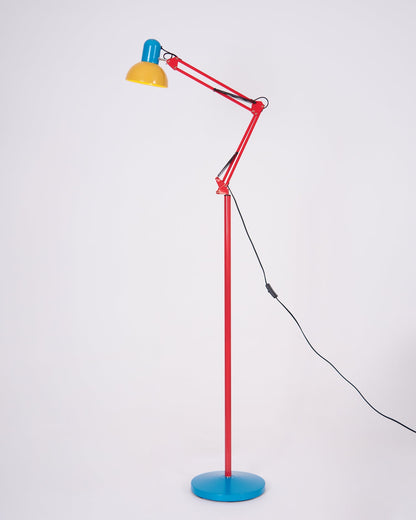 Articulated Task Lamp Standing Light 74 Inches Tall Posable Metal Reading Lamp Blue Red Yellow Colorful Modern Accent for Living Room Office