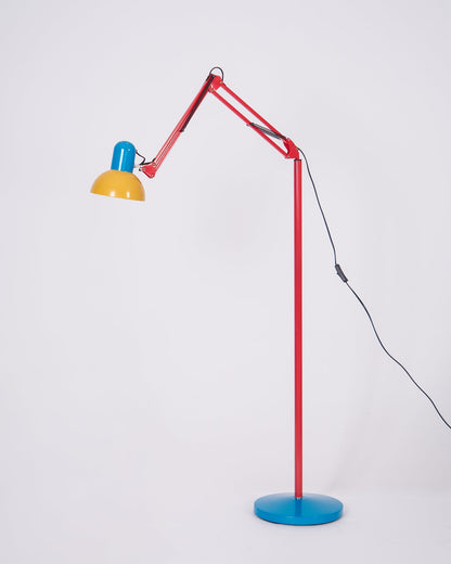 Articulated Task Lamp Standing Light 74 Inches Tall Posable Metal Reading Lamp Blue Red Yellow Colorful Modern Accent for Living Room Office