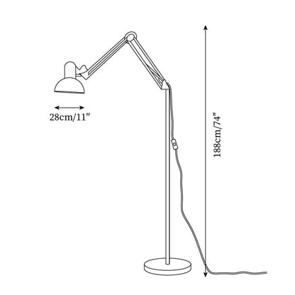 Articulated Task Lamp Standing Light 74 Inches Tall Posable Metal Reading Lamp Blue Red Yellow Colorful Modern Accent for Living Room Office