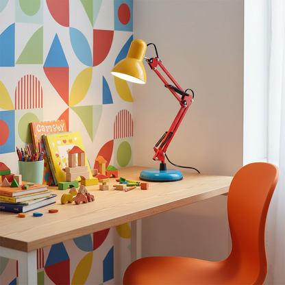Articulating Metal Arm Task Lamp 21.6 in with Multicolor Accents for Desks Bedrooms Home Office Reading Study Workspace Nightstand