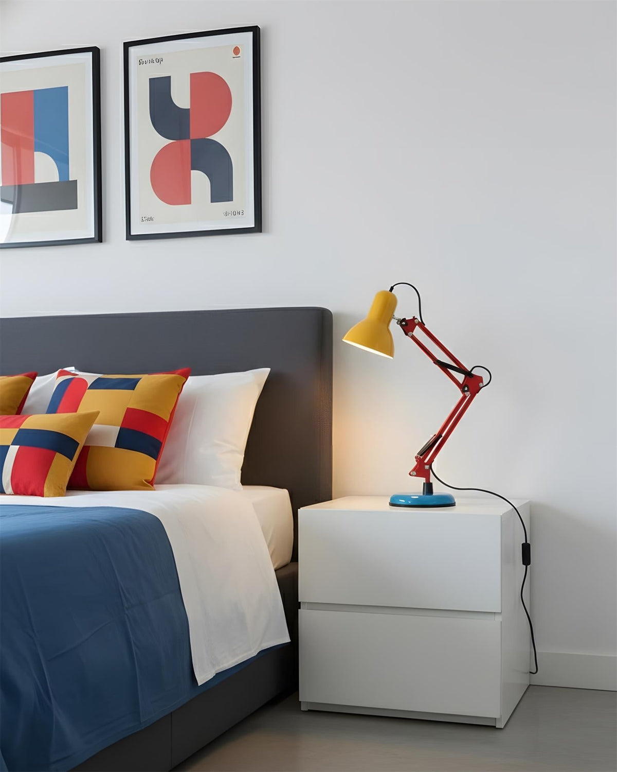 Articulating Metal Arm Task Lamp 21.6 in with Multicolor Accents for Desks Bedrooms Home Office Reading Study Workspace Nightstand
