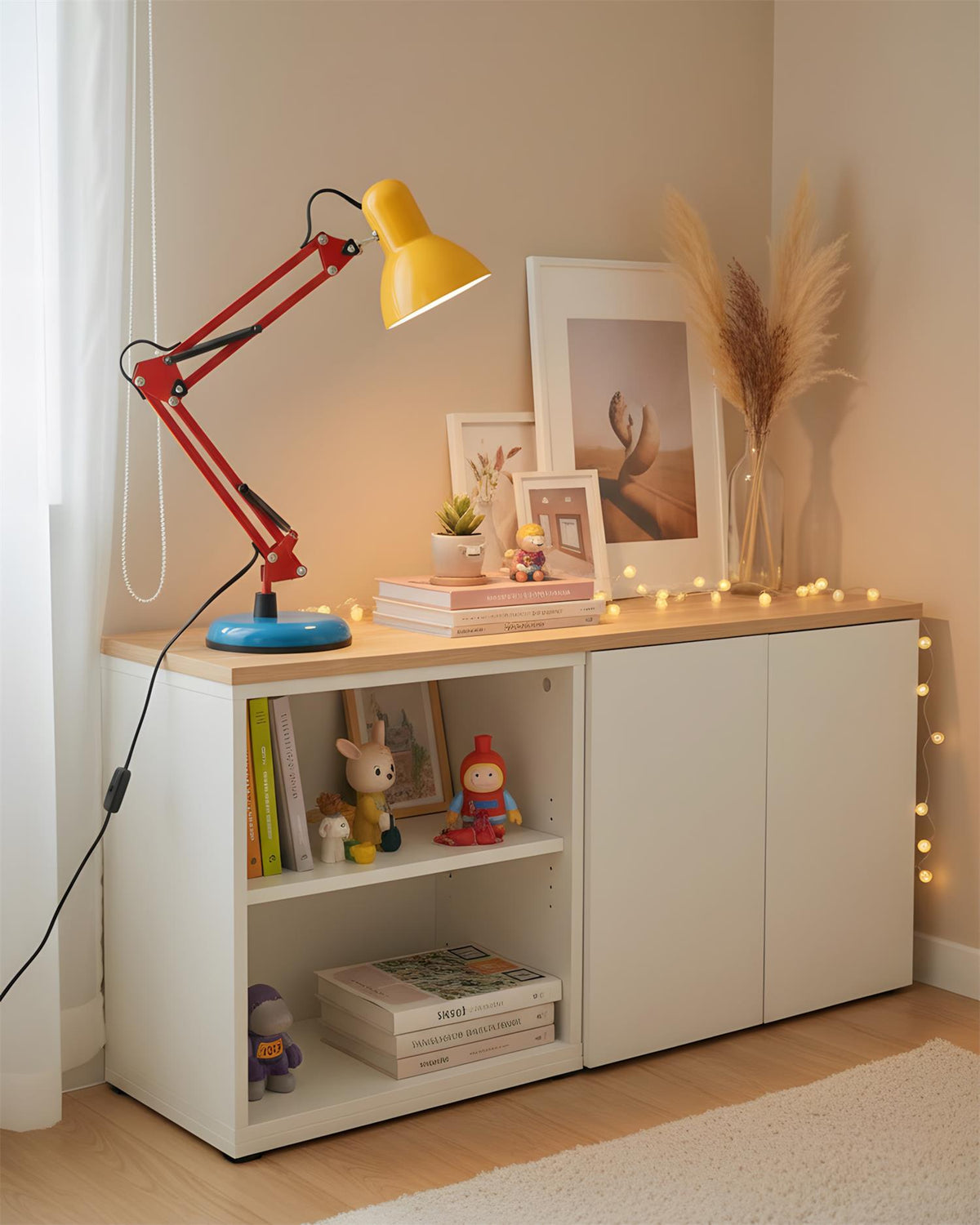 Articulating Metal Arm Task Lamp 21.6 in with Multicolor Accents for Desks Bedrooms Home Office Reading Study Workspace Nightstand