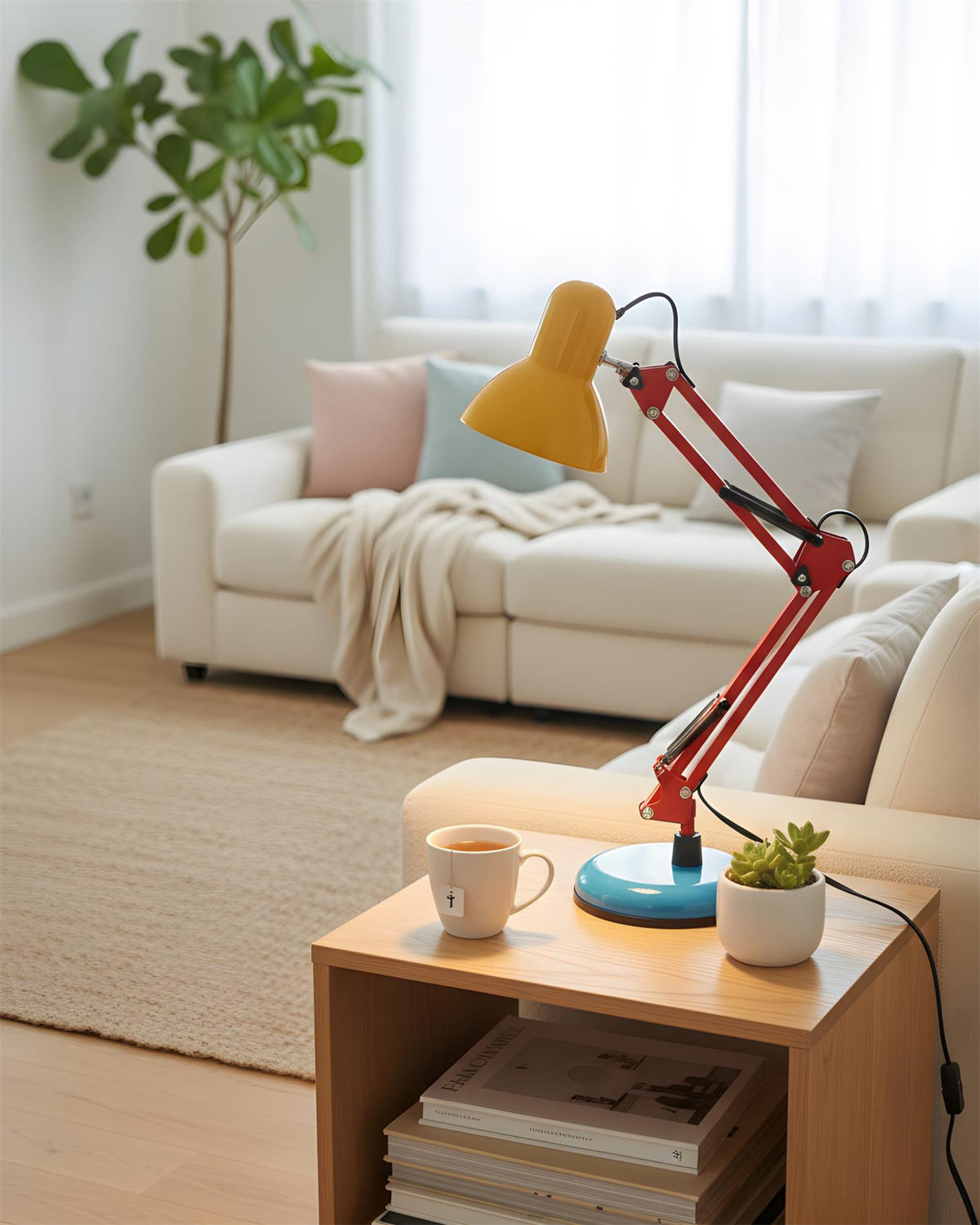 Articulating Metal Arm Task Lamp 21.6 in with Multicolor Accents for Desks Bedrooms Home Office Reading Study Workspace Nightstand