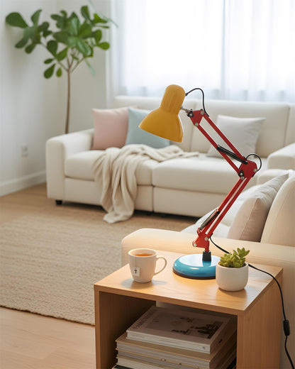 Articulating Metal Arm Task Lamp 21.6 in with Multicolor Accents for Desks Bedrooms Home Office Reading Study Workspace Nightstand