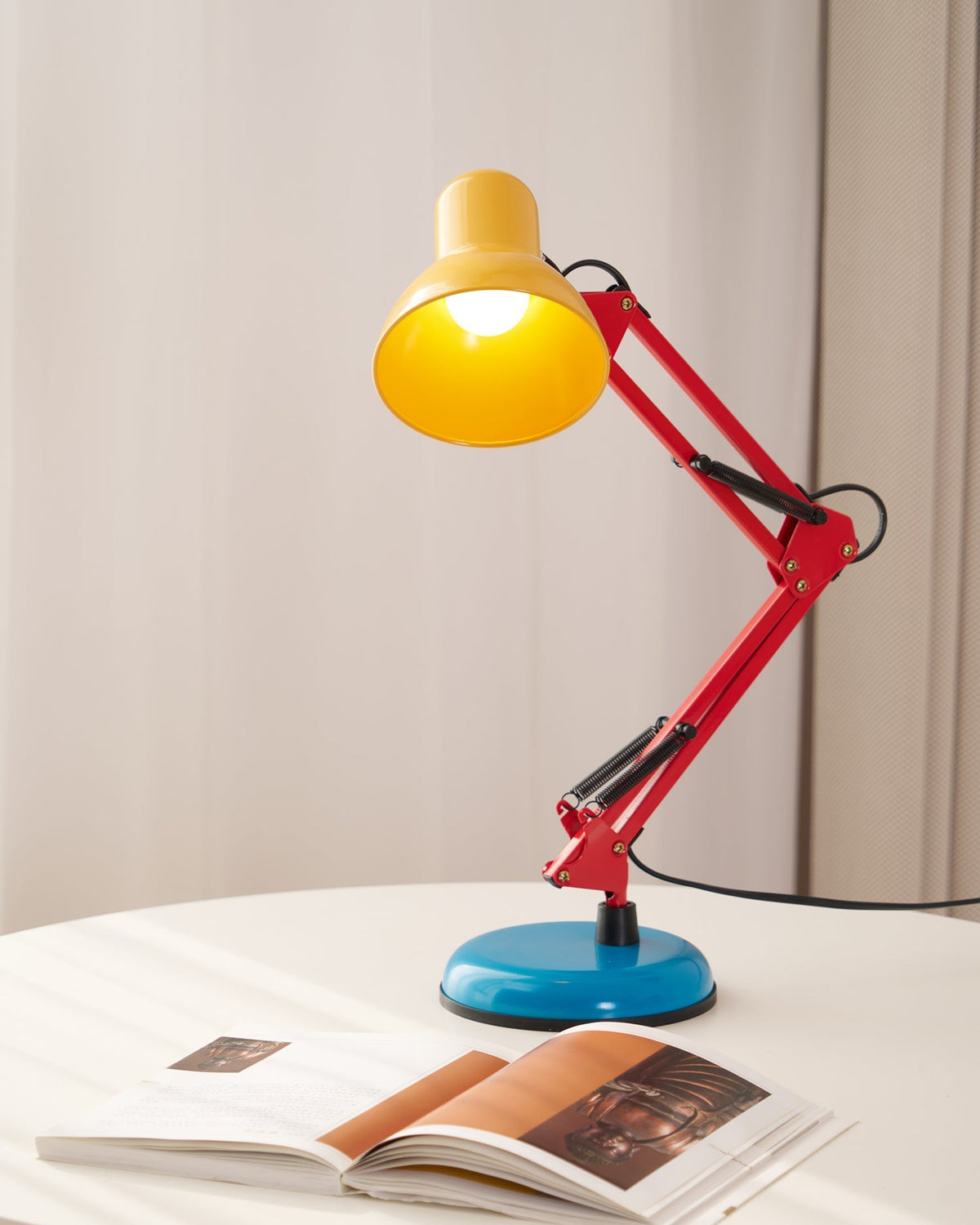 Articulating Metal Arm Task Lamp 21.6 in with Multicolor Accents for Desks Bedrooms Home Office Reading Study Workspace Nightstand