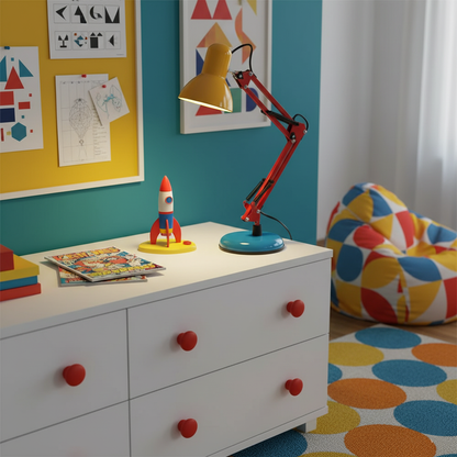 Articulating Metal Arm Task Lamp 21.6 in with Multicolor Accents for Desks Bedrooms Home Office Reading Study Workspace Nightstand