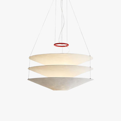 Circular Hoop Hanging Lamp with Textured Shades Red 30-Inch Fixture for Island & Table Lighting