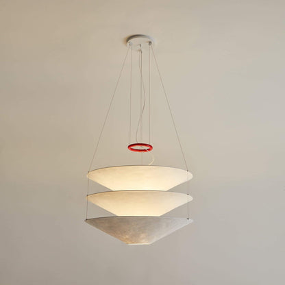 Circular Hoop Hanging Lamp with Textured Shades Red 30-Inch Fixture for Island & Table Lighting