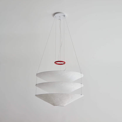 Circular Hoop Hanging Lamp with Textured Shades Red 30-Inch Fixture for Island & Table Lighting