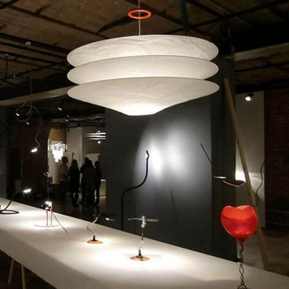 Circular Hoop Hanging Lamp with Textured Shades Red 30-Inch Fixture for Island & Table Lighting