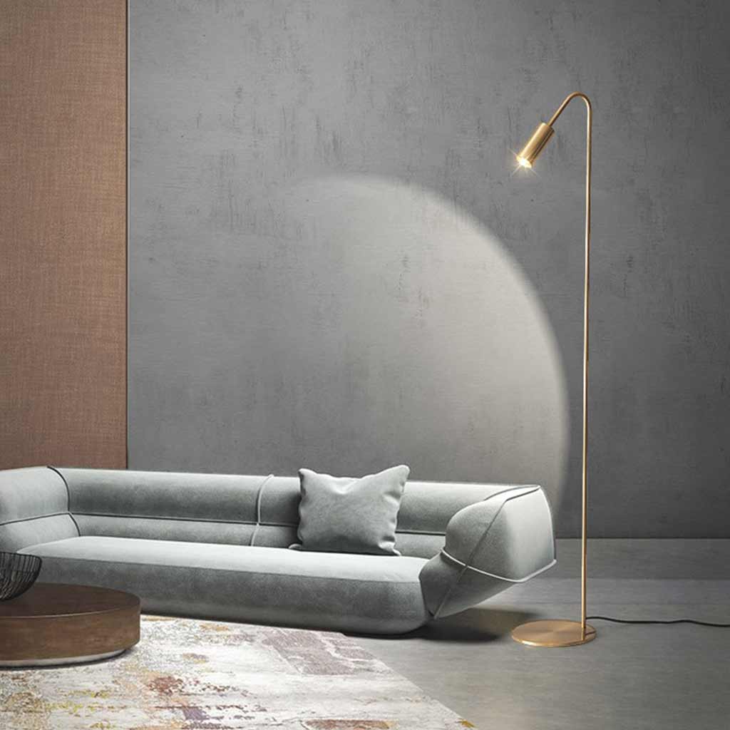 Arching Brass Spotlight Lamp with Adjustable LED Temperature 51 in Tall for Modern Homes Offices and Art Spaces