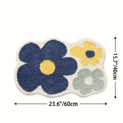 Flora Bath Mat - Soft Microfiber, Non-Slip, Absorbent Bathroom Rug
