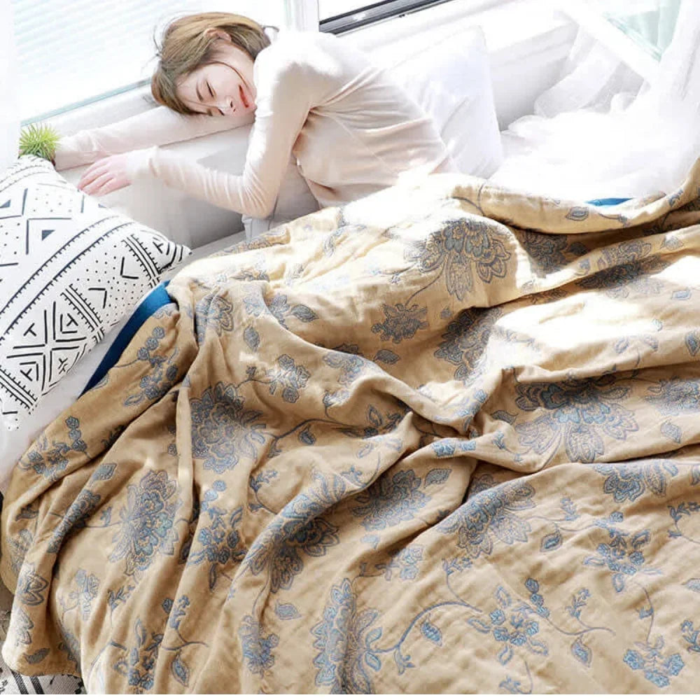 Flora Cooling Blanket - Lightweight Cotton, Breathable Floral Design